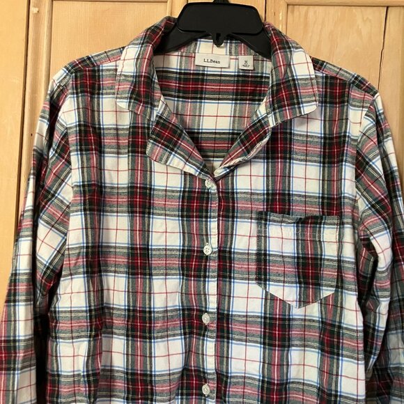 L.L.Bean Womens  Scotch Plaid Flannel Cotton Pajama Set Medium Petite Red XM EXC - Picture 5 of 12